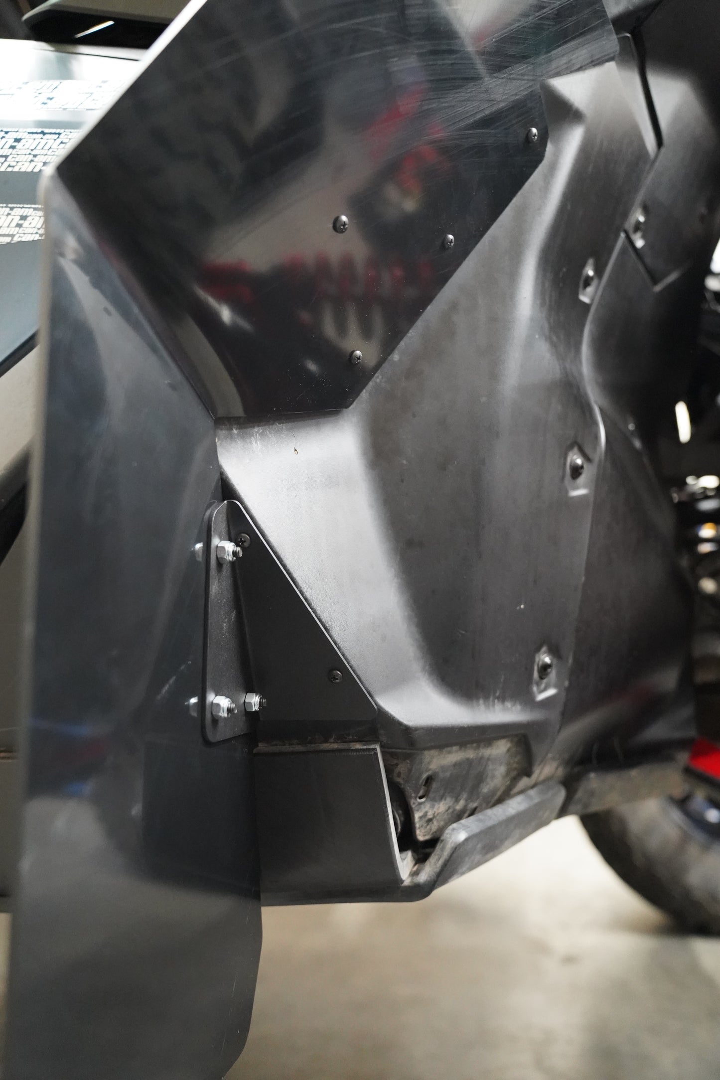 Front view showing Factory UTV fender flares blocking mud and debris