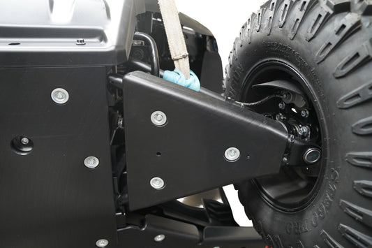 Front view of Factory UTV A-Arm Guards installed on CFMOTO UFORCE U10