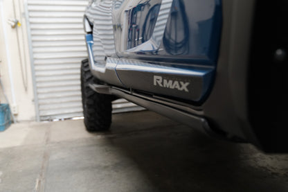Factory UTV UHMW rock sliders installed on a 2025 and newer Yamaha Wolverine RMAX4
