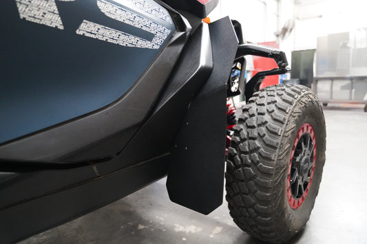 Factory UTV Can-Am Maverick R Front Fender Flares installed on vehicle