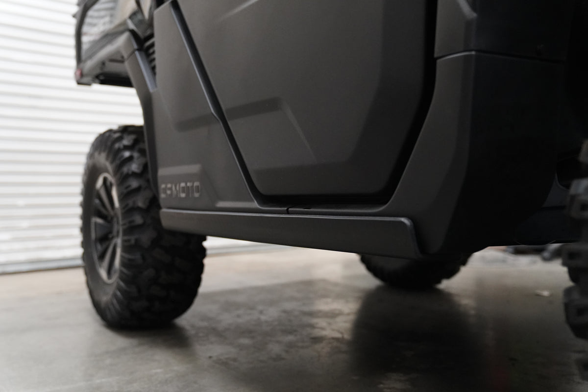 Close-up of Factory UTV Rock Slider protection for CFMOTO UFORCE U10