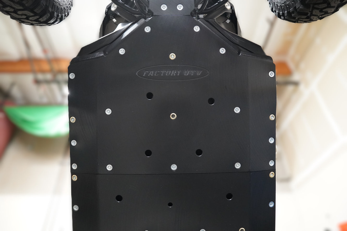 Undercarriage view of Polaris RZR XP S 4 1000 UHMW skid package