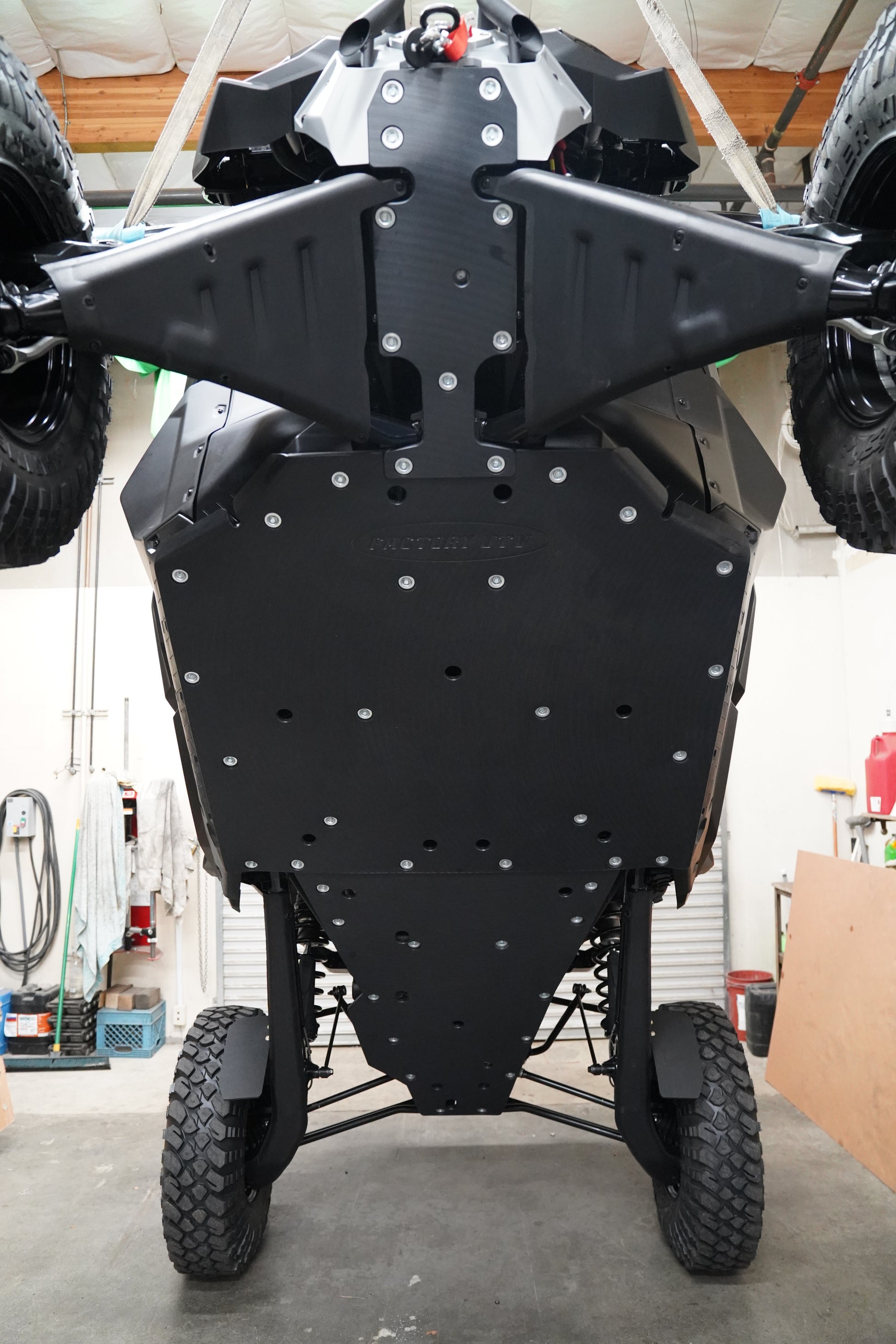 Factory UTV UHMW Skid Plate installed on Can-Am Maverick R X RC